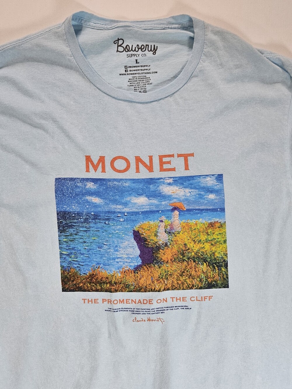Bowery Supply Co.‎ Monet Tee Mens Large Blue Promenade On The Cliff Art To Wear